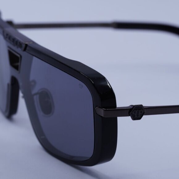 Philipp Plein SPP008M 700X Sunglasses Black Aviator Frame, Grey Lenses - Picture 8 of 10